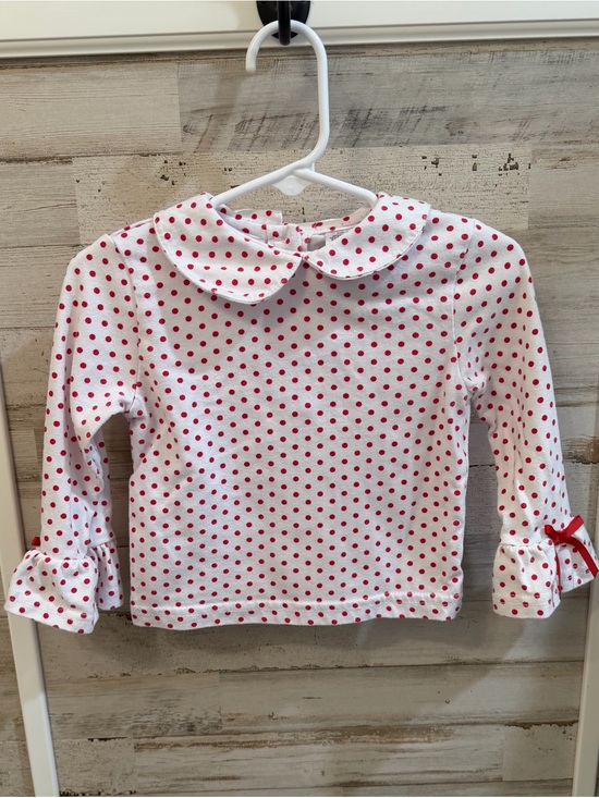 Blueberi Boulevard Other - ❤️ Girls White with Red Polka Dots Shirt with Bows